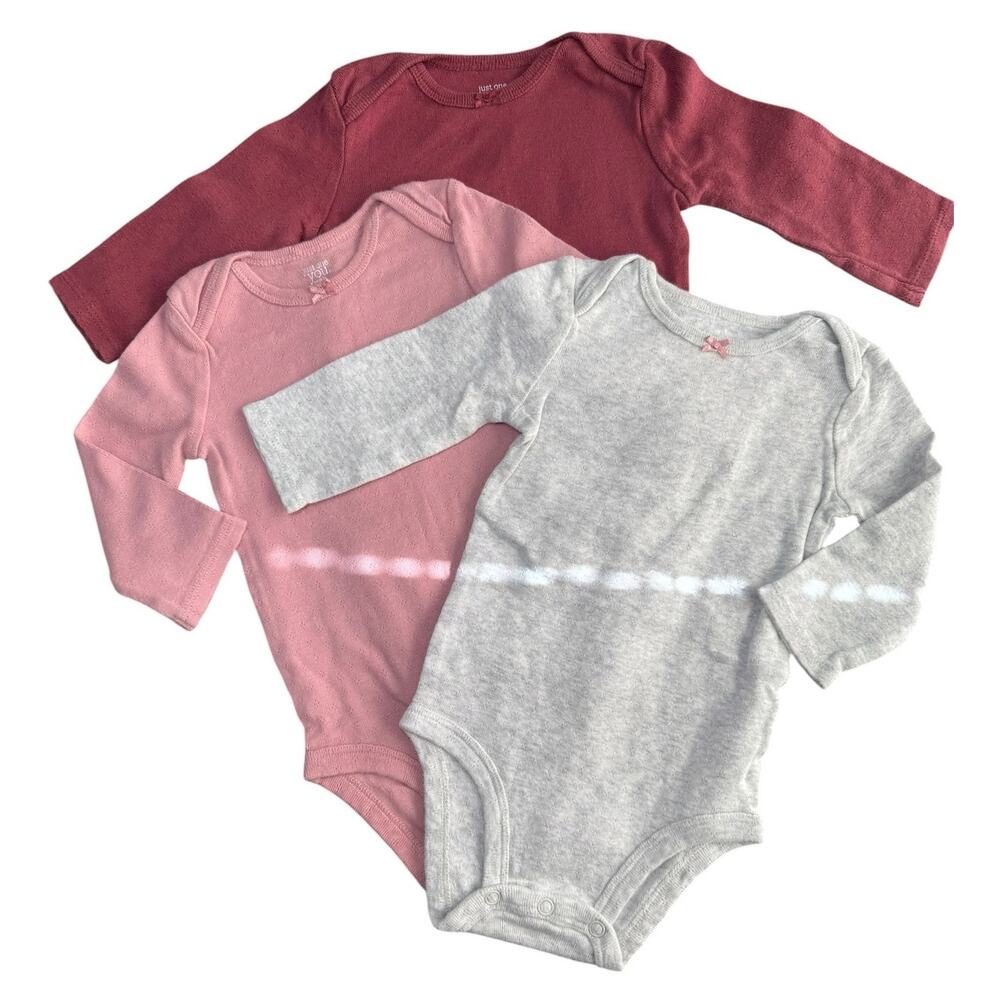 Carters Bodysuit Set Long Sleeve Baby Girl Pink Gray 6 Months
